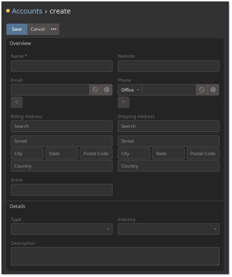 Account Detail View – Dark