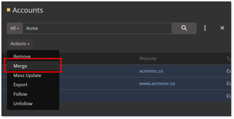 Record Merge Action Button - Dark