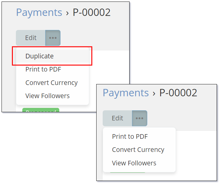 Duplicate Feature removed from Payments