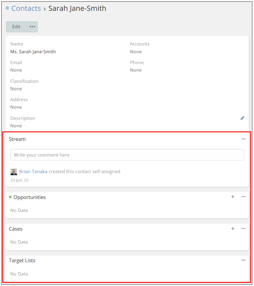 Contact Detail Bottom Panels Metadata Example - Light