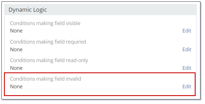Conditions for Making Field Invalid