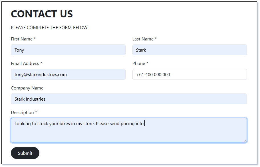Mythradon Web-to-Lead Bootstrap Sample Before Save