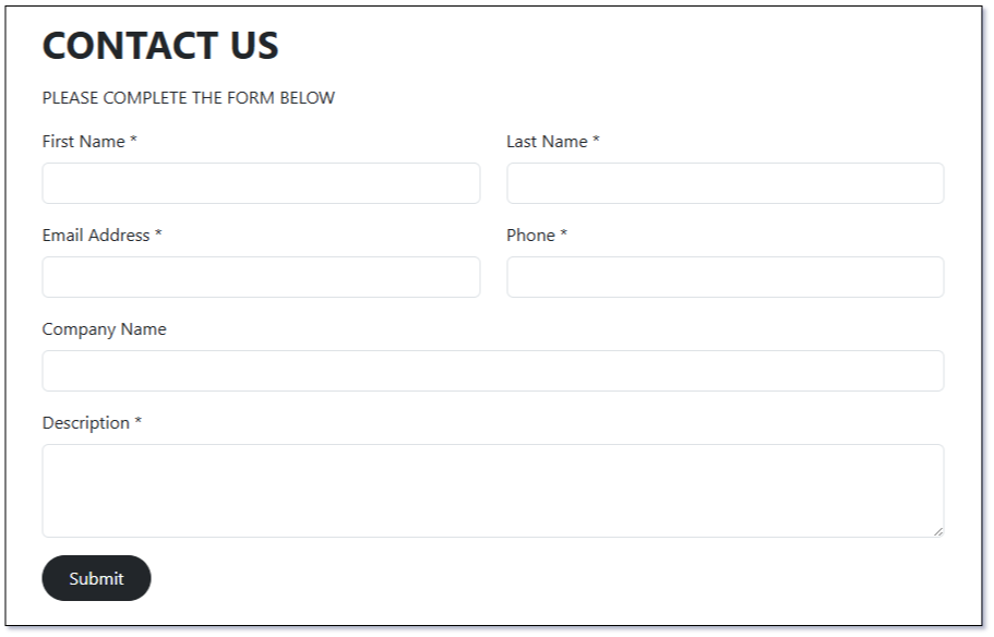 Mythradon Web-to-Lead Bootstrap Sample